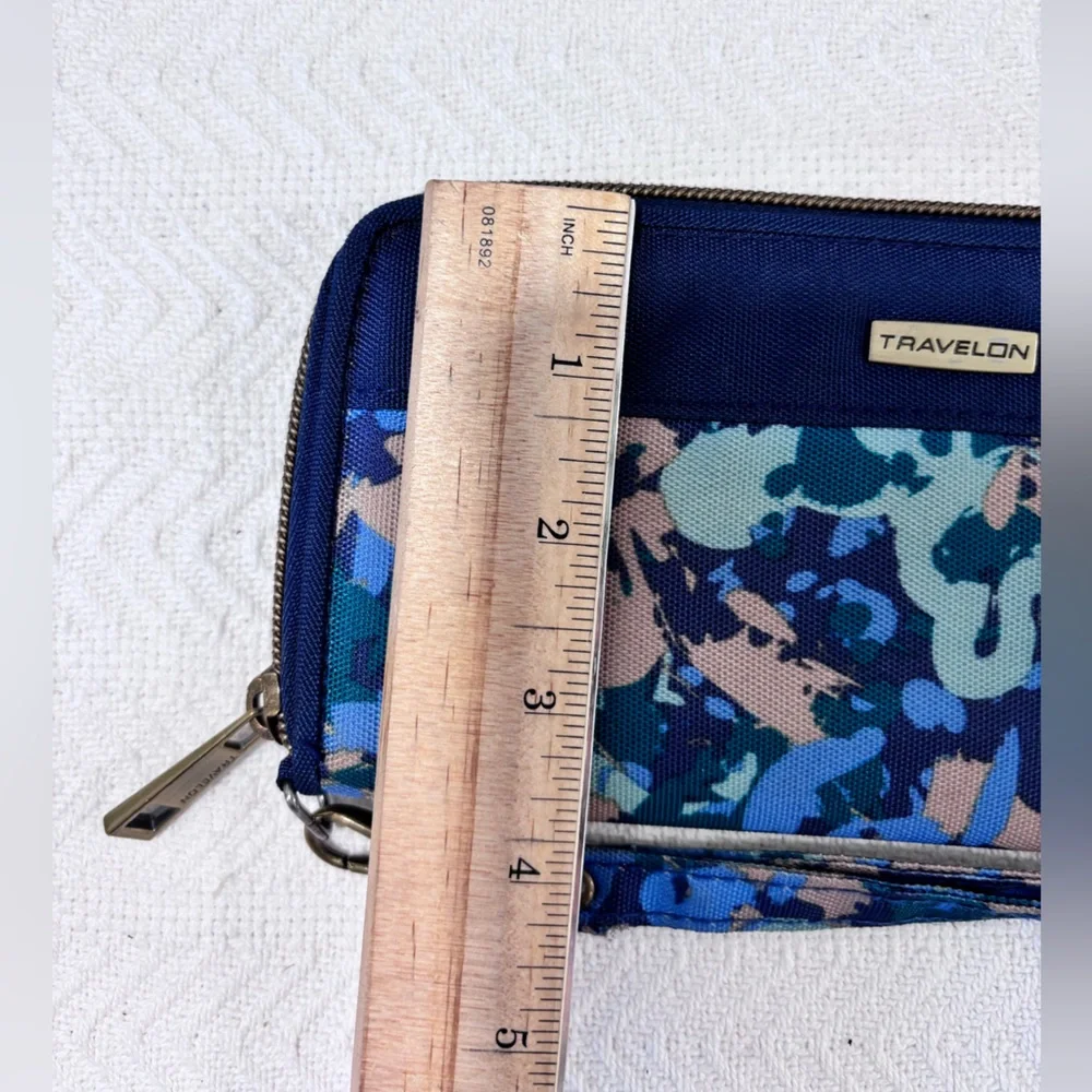 Travelon Blue and Black Floral Wallet